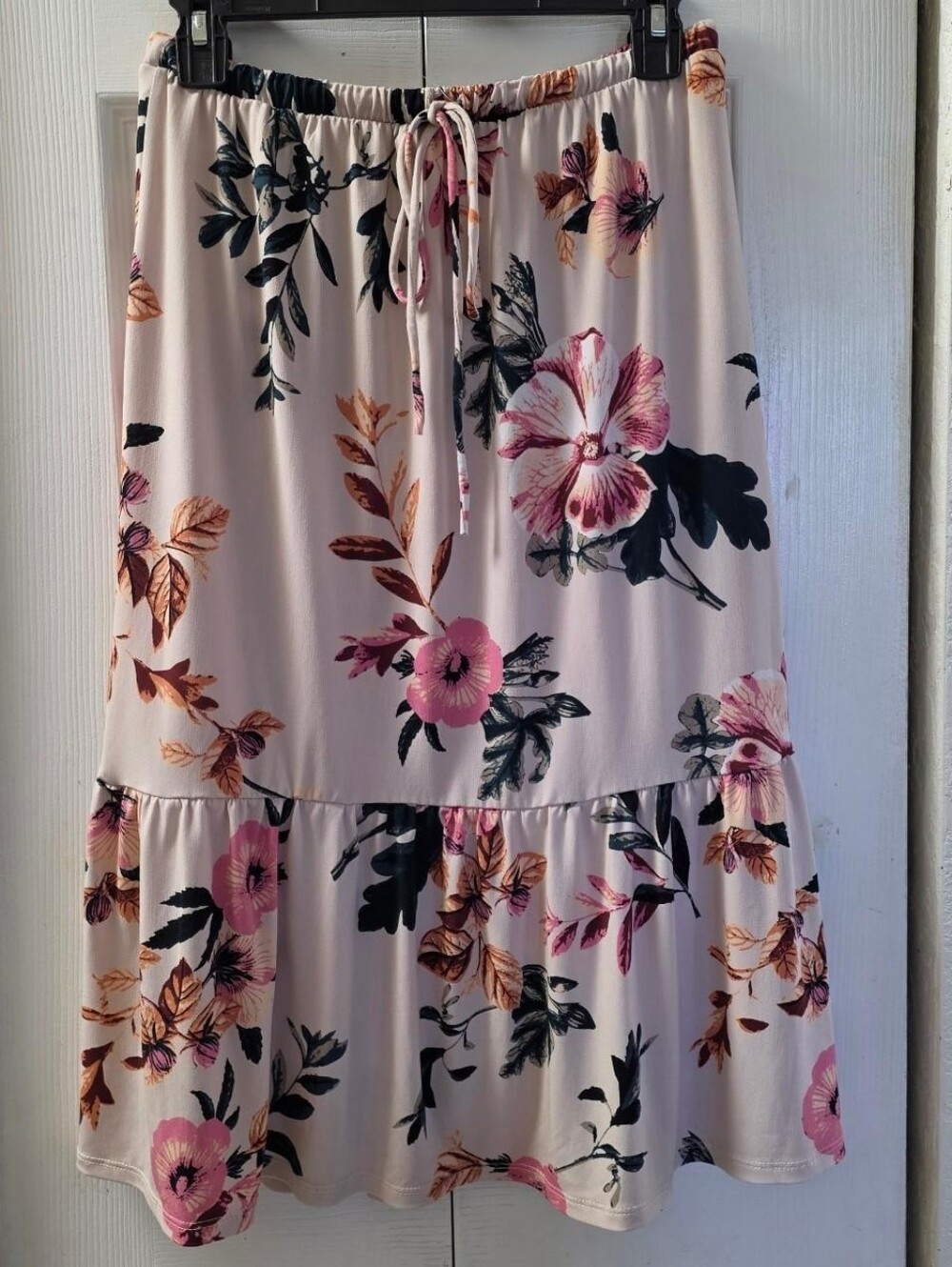 Gilli Women's Floral Midi A-Line Skirt Elastic Drawstring M